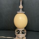 Old lamp foot silver metal and ostrich egg late nineteenth century