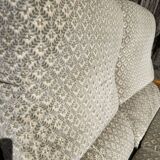Sofa in wood, cane and green velvet