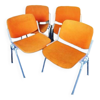 4 DSC AXIS 106 Chairs G. Piretti / Castelli - Italy 1970