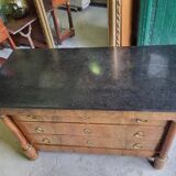 Commode 4 tiroirs style Empire en noyer blond, XIXème siècle