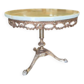 Table d'appoint/table basse vintage en laiton avec plateau en onyx