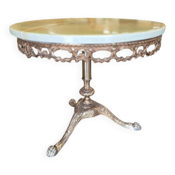 Vintage brass side table/coffee table with an onyx top.