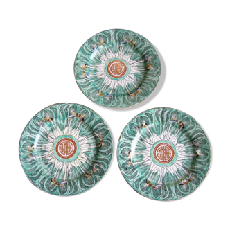 Lot de 3 plats en porcelaine de Chine Canton décor papillons Guangdong