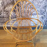 Rattan or wicker egg armchair