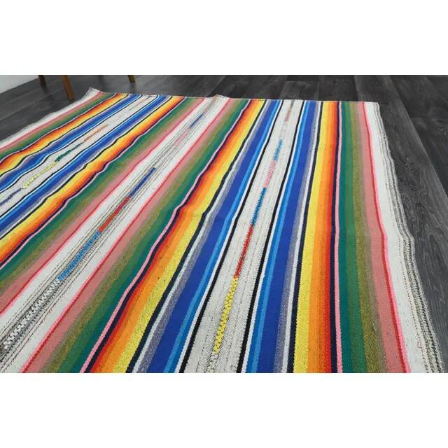 Tapis vintage turc Oushak fait à la main en laine et coton, années 1970