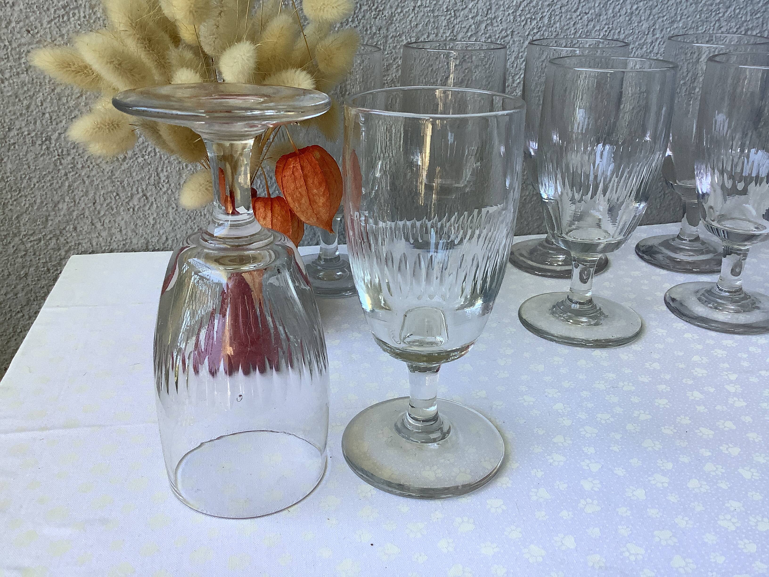 Antique wine glasses half-crystal - France circa 1900