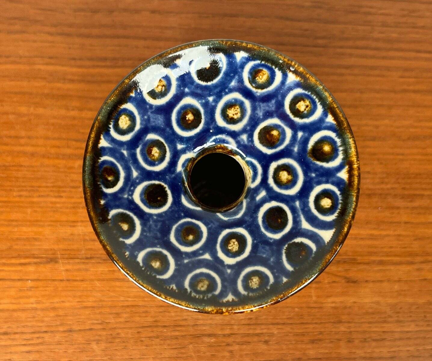 Mid-Century Modern German Vase with Peacock Design
