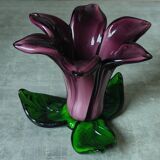Blown glass flower candle holder