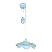 Antique Ceramic Up & Down Pendant Light with Vintage Flowers & Fruits Decor