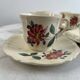 Set of 8 hand-painted coffee cups Sarreguemines Terre de fer