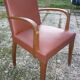 Fauteuil bridge marron clair et bois des années 40-50