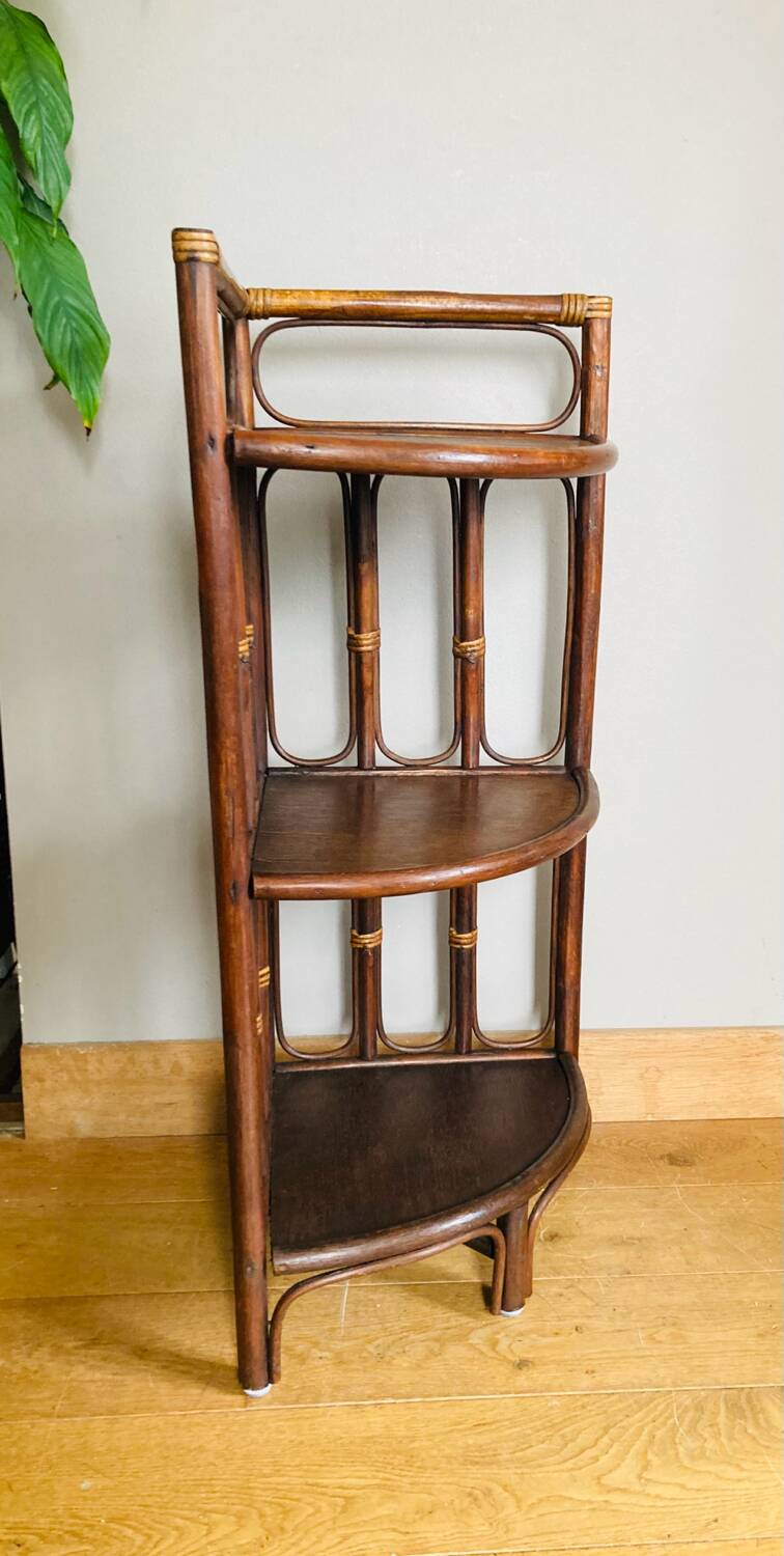 Vintage bamboo and rattan corner shelf 1960s/70s