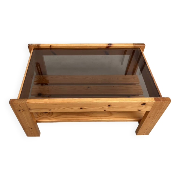 Table basse en pin des années 80