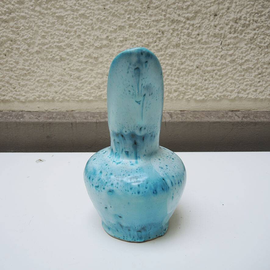 Old 'long spout' turquoise ceramic jug