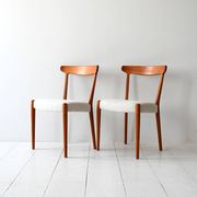Pair of 1960s Scandinavian Teak Chairs with Curved Back