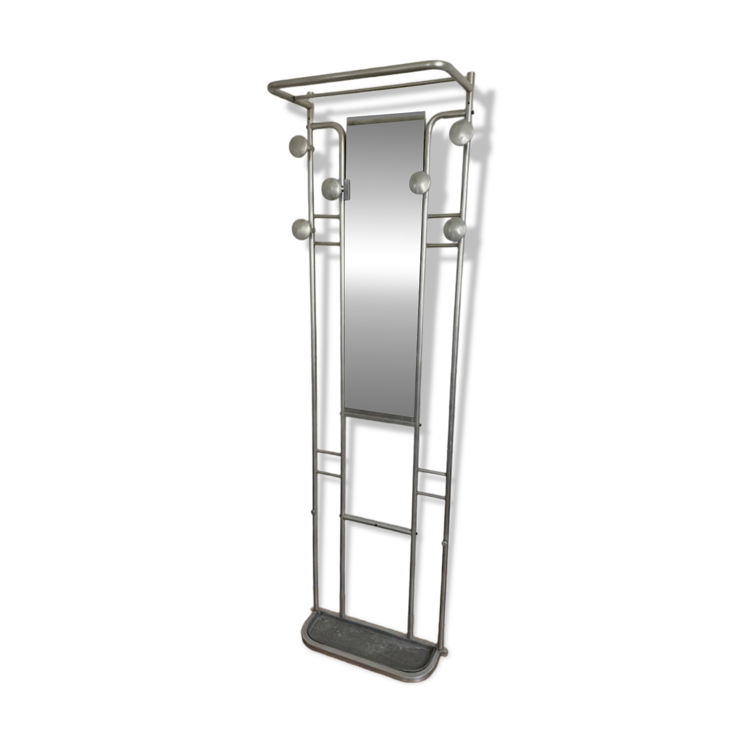Vintage brushed aluminium coat rack from the 1950s.