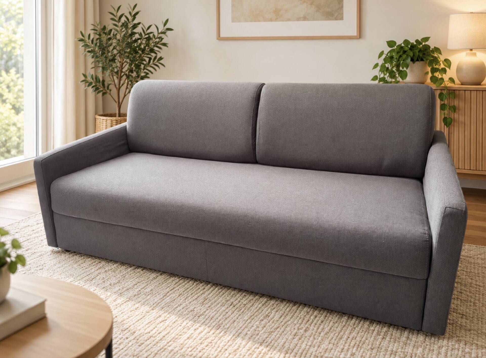 Grey 3-seater convertible sofa – very good condition