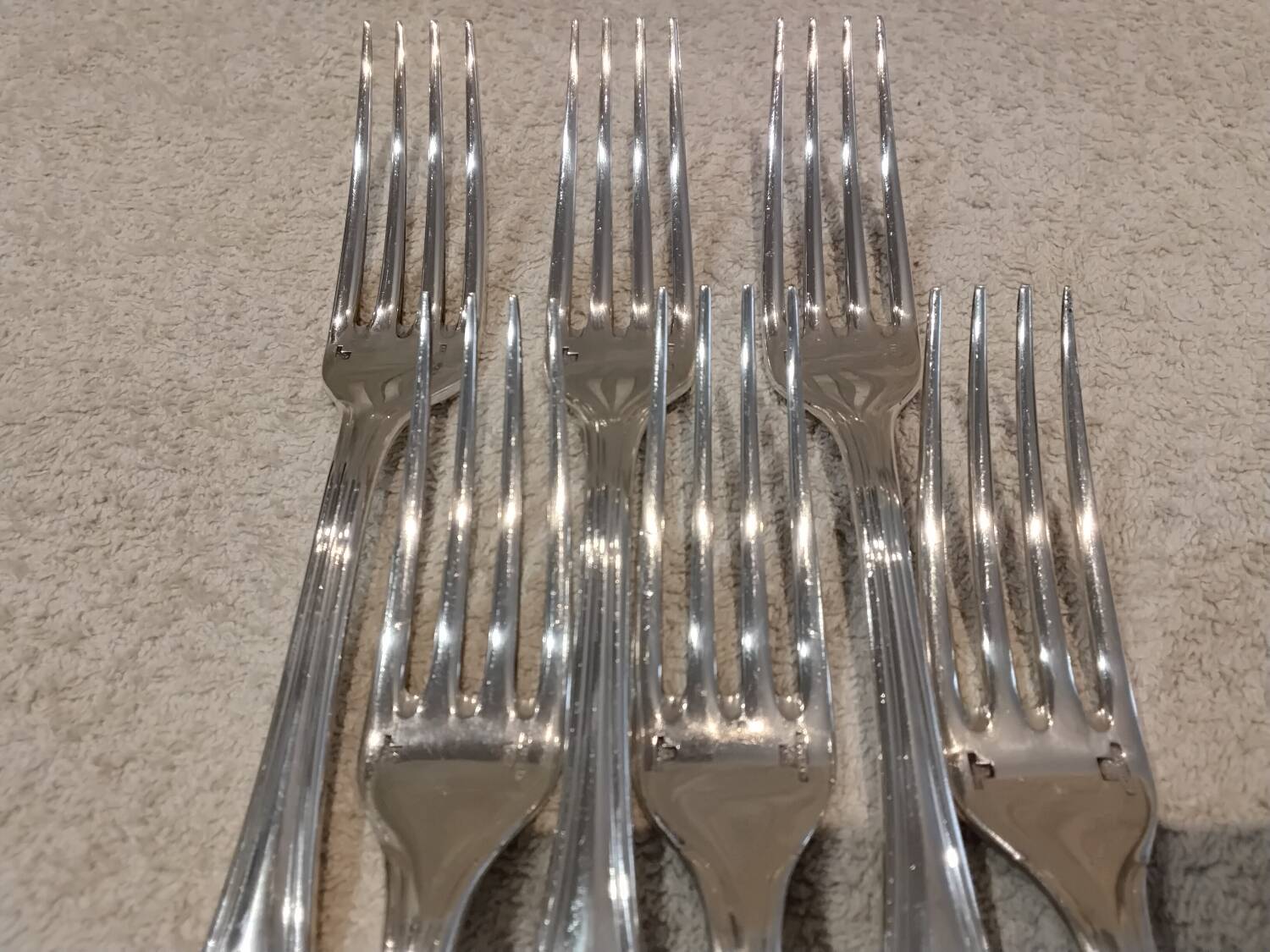 6 silver-plated metal table forks by Christofle silversmiths, Albi pattern