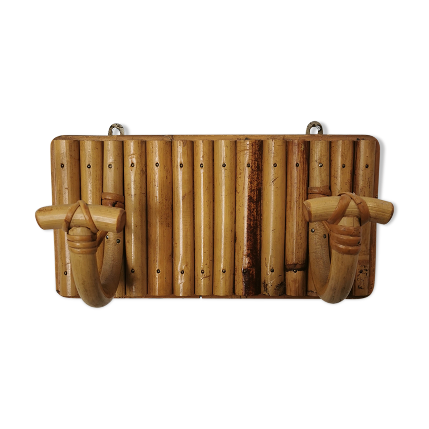 Wall coat holder in rattan