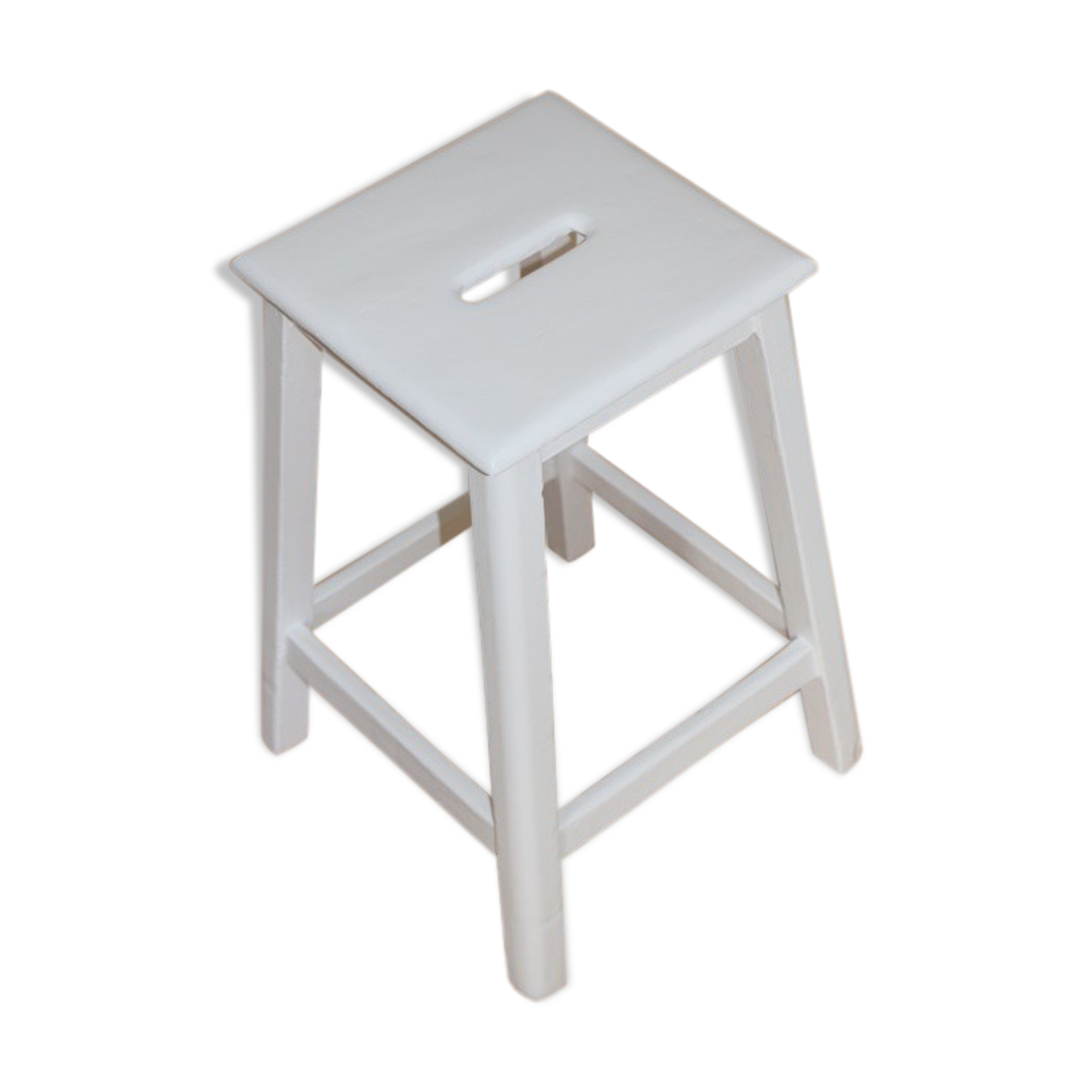 Tabouret bois années 50 blanc
