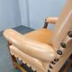 Antique Danish Leather Armchair Carved Wood Club Chair, Early 1900s