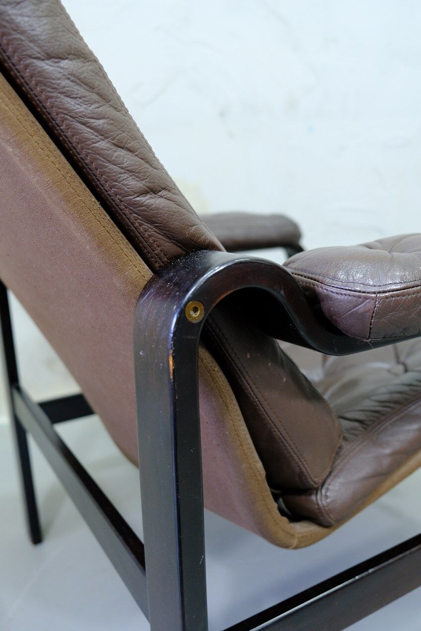 Mid-century Finnish leather lounge chair by Oy BJ Dahlqvist for BD Furniture, 1960s