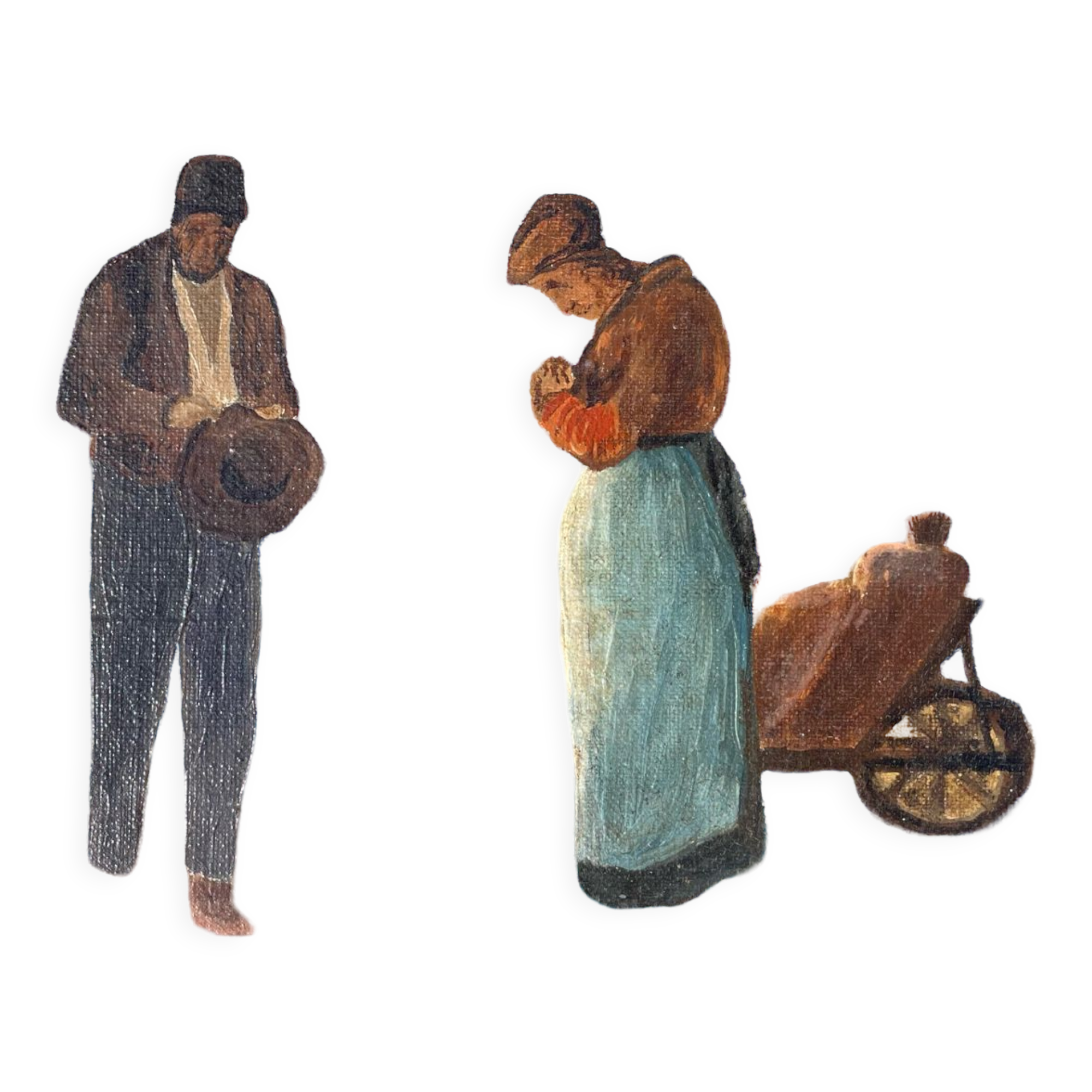 Painting study of the Angelus of Millet, late 19th, early 20th century