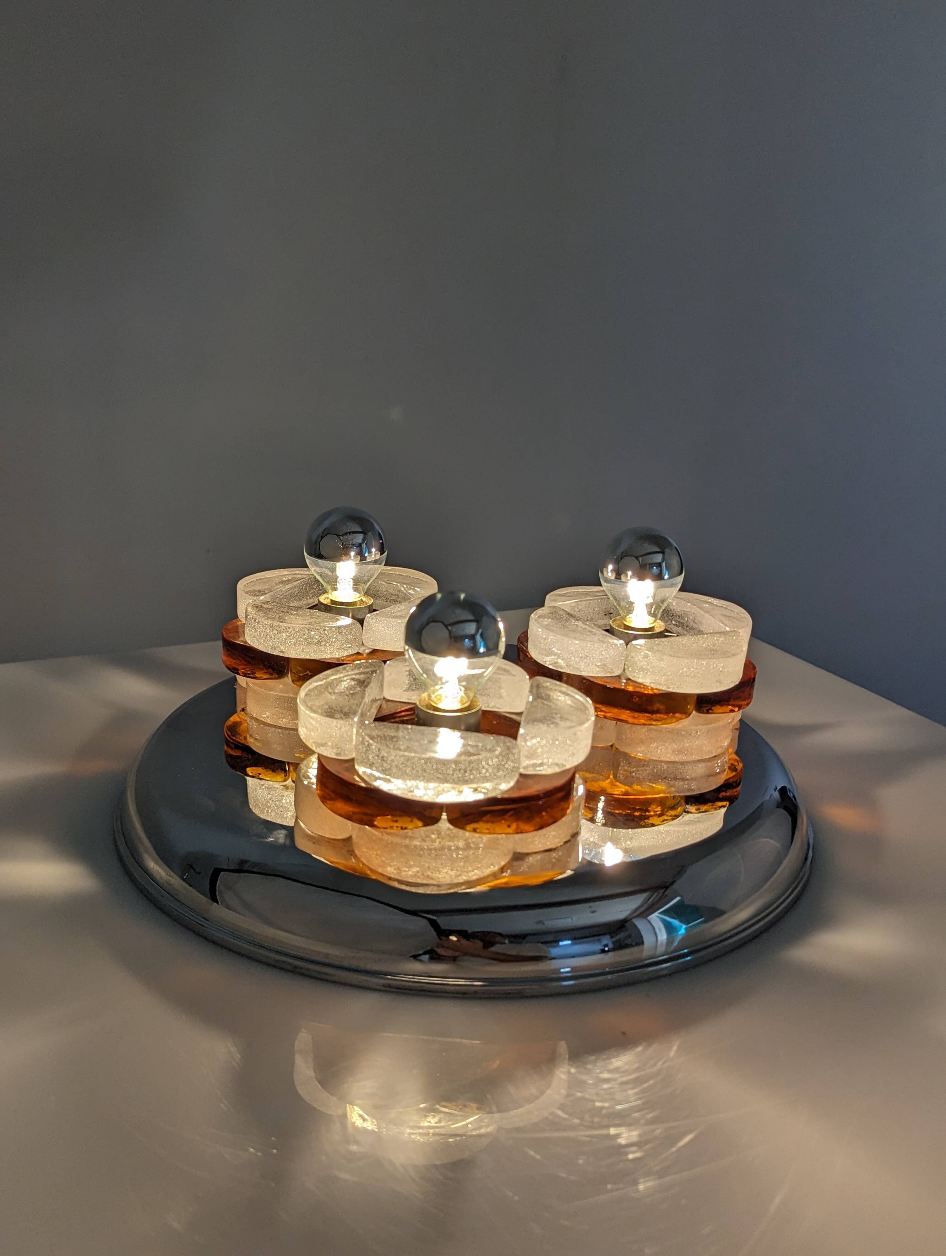 Murano glass ceiling lamp by Albano Poli for Poliarte 1970s