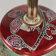 Pair Of XL Vintage Hand-Painted Chinese Floral Pottery Lamps