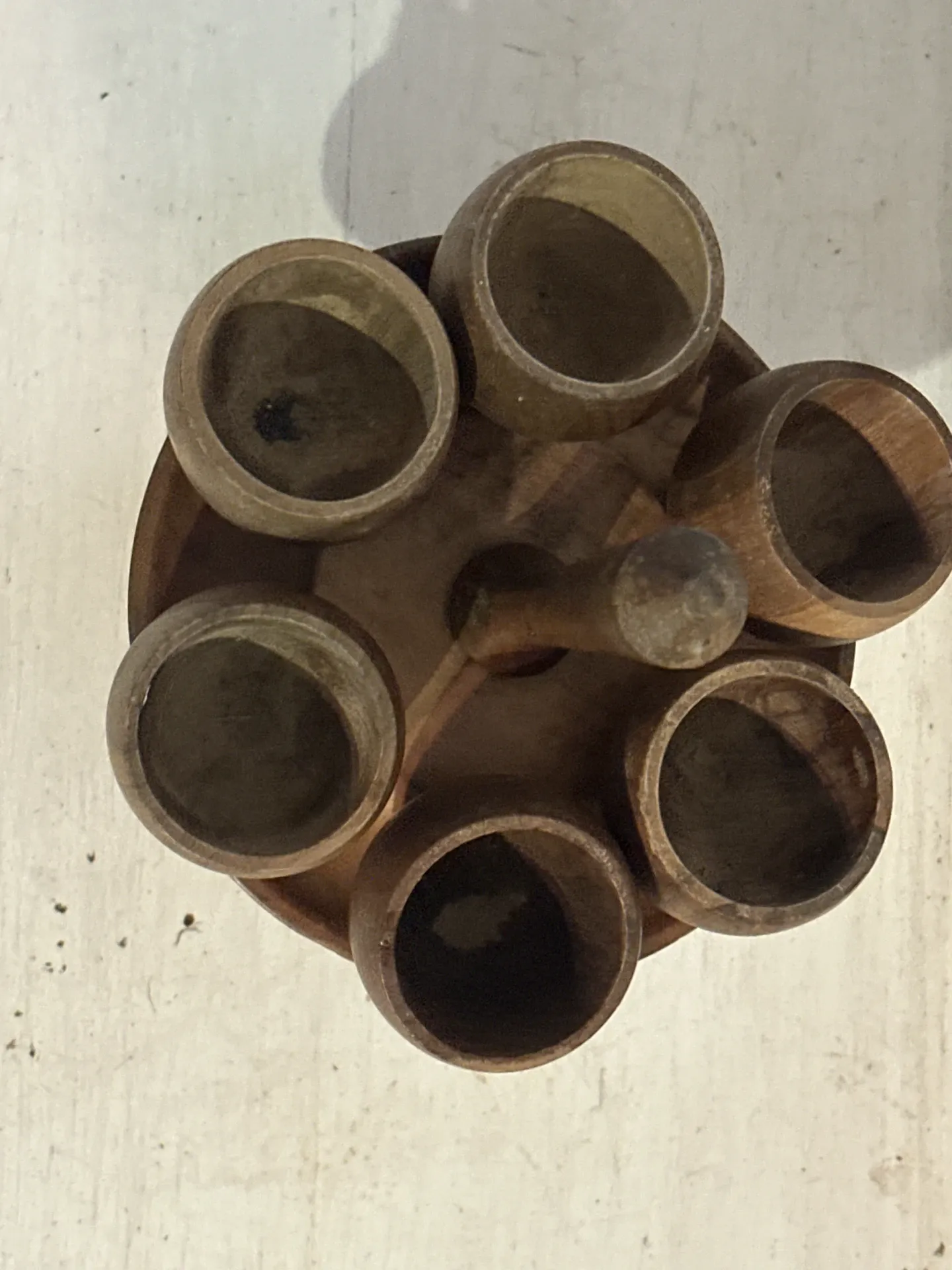 Vintage wooden egg cups – 6 pieces – 1950s