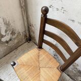 Straw chairs oak 1940s Dudouyt