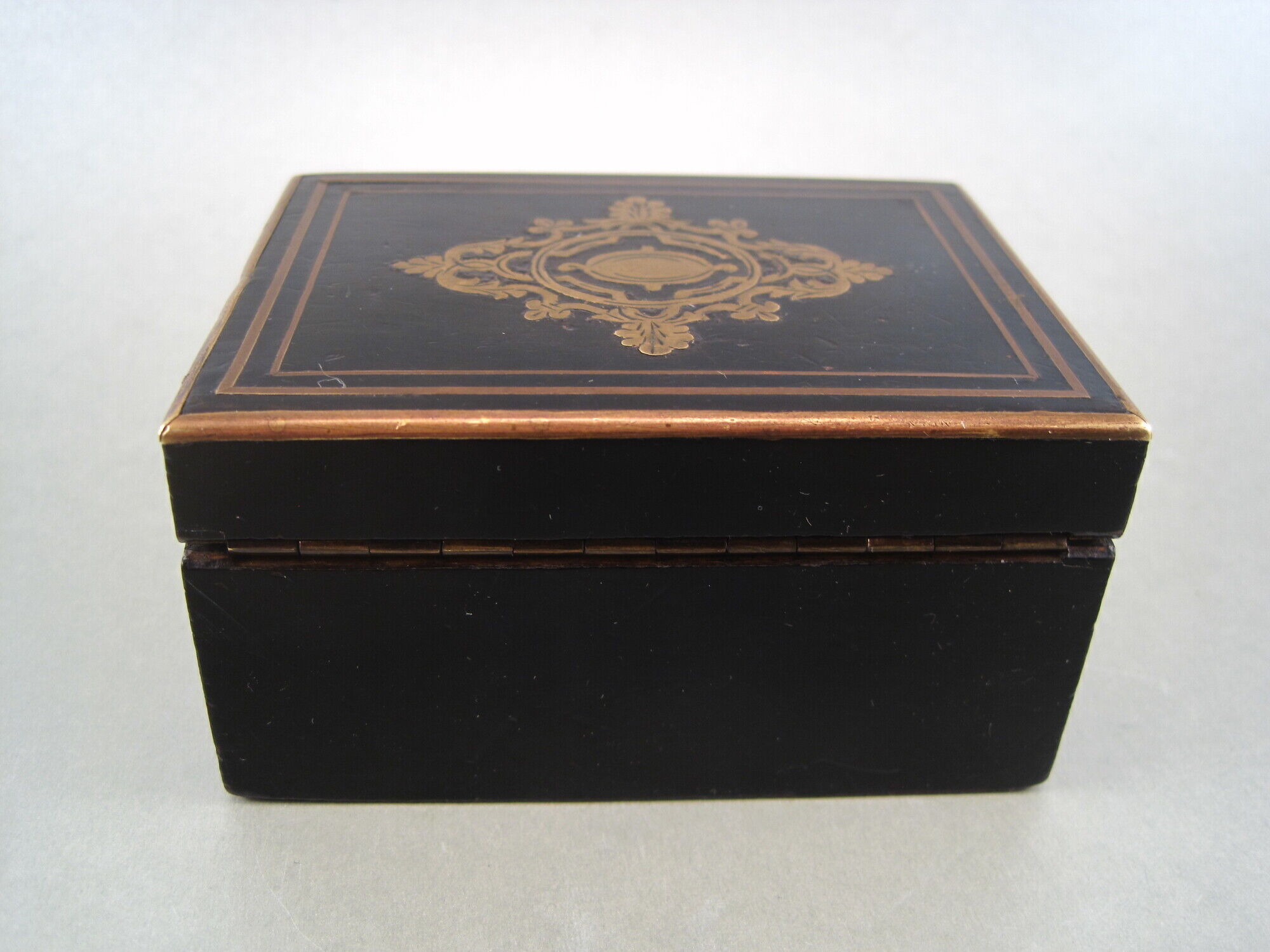 Jewelry box in blackened wood marquetry brass napoleon iii