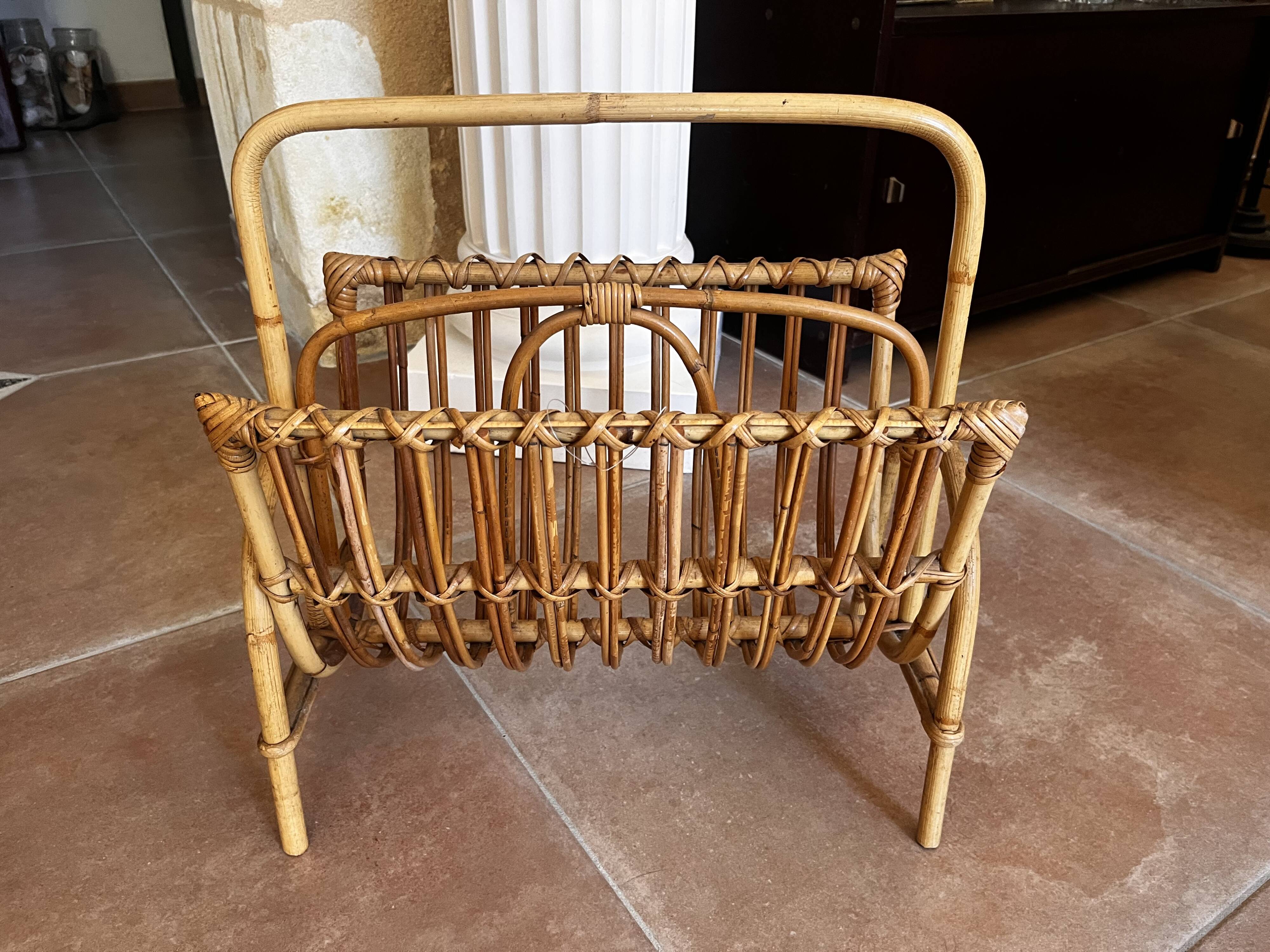 Rattan magazine rack