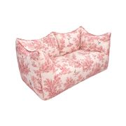Mario Bellini Bibambola Sofa for B&B in Toile de Jouy with Embroidered Bird
