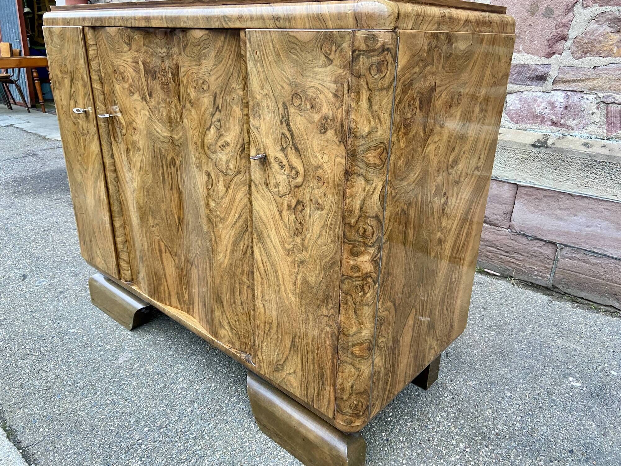Enfilade art deco mid-century vintage 1950 ronce de noyer