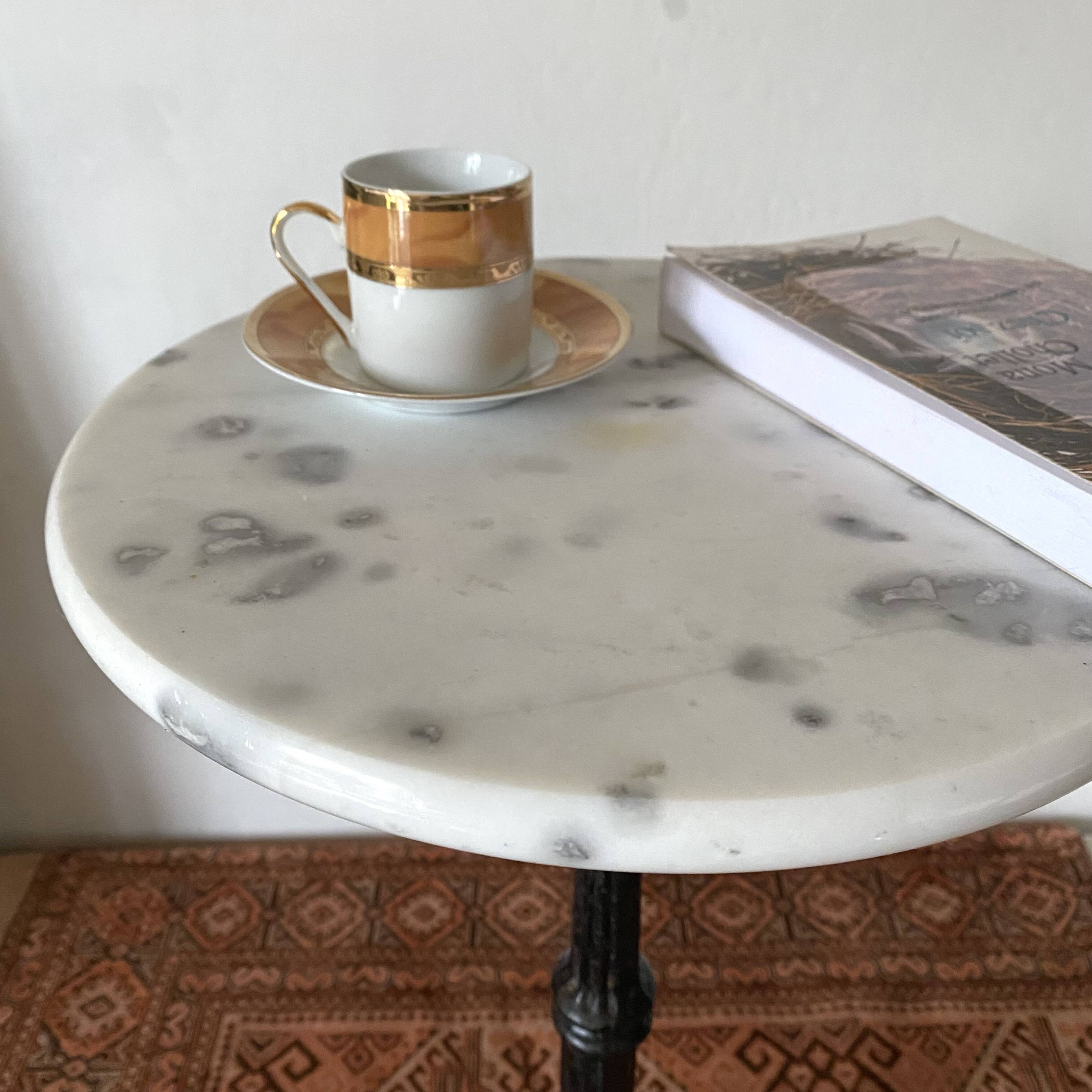 Marble bistro pedestal table, plant holder