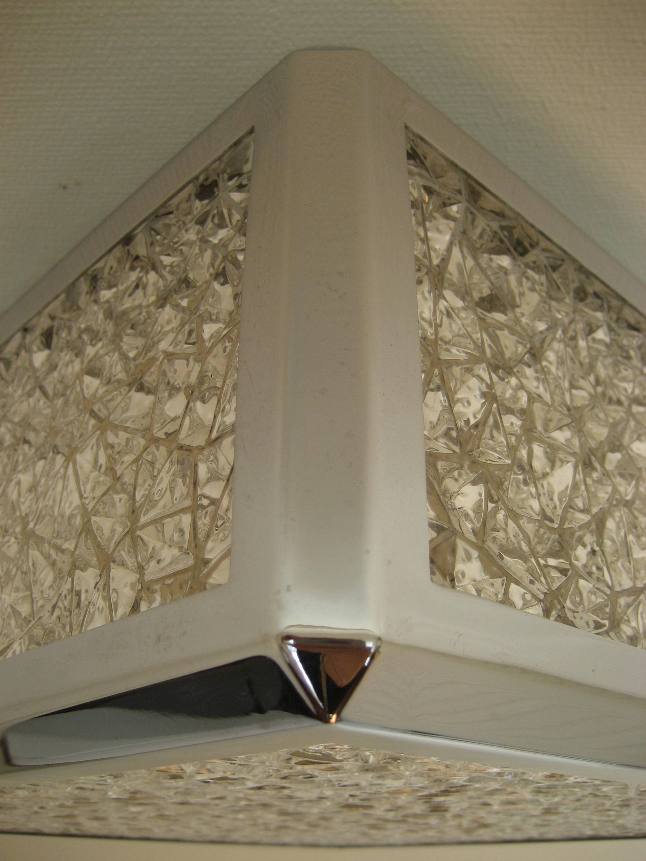 Vintage ceiling lamp with plastic sheets in chomed profiles 46x46 cm