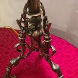 Bronze lamp, art nouveau brass 50x30 with tulip glass paste