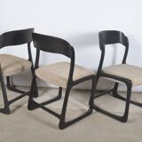 Lot de 3 chaises traineau noir Baumann