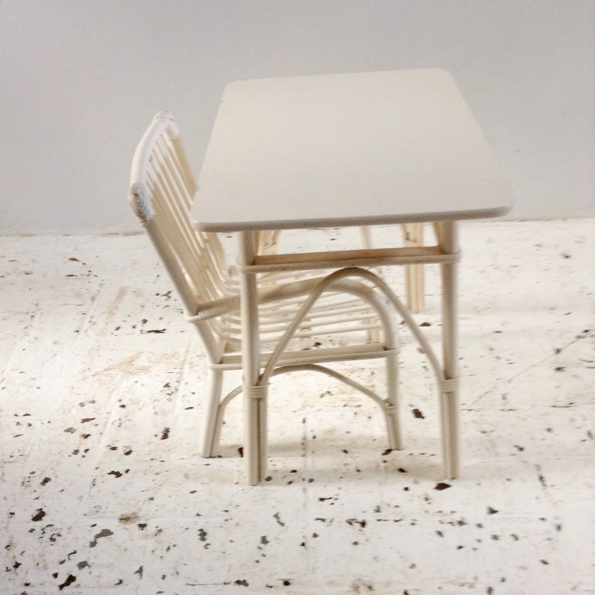 Desk and Chair in rattan.