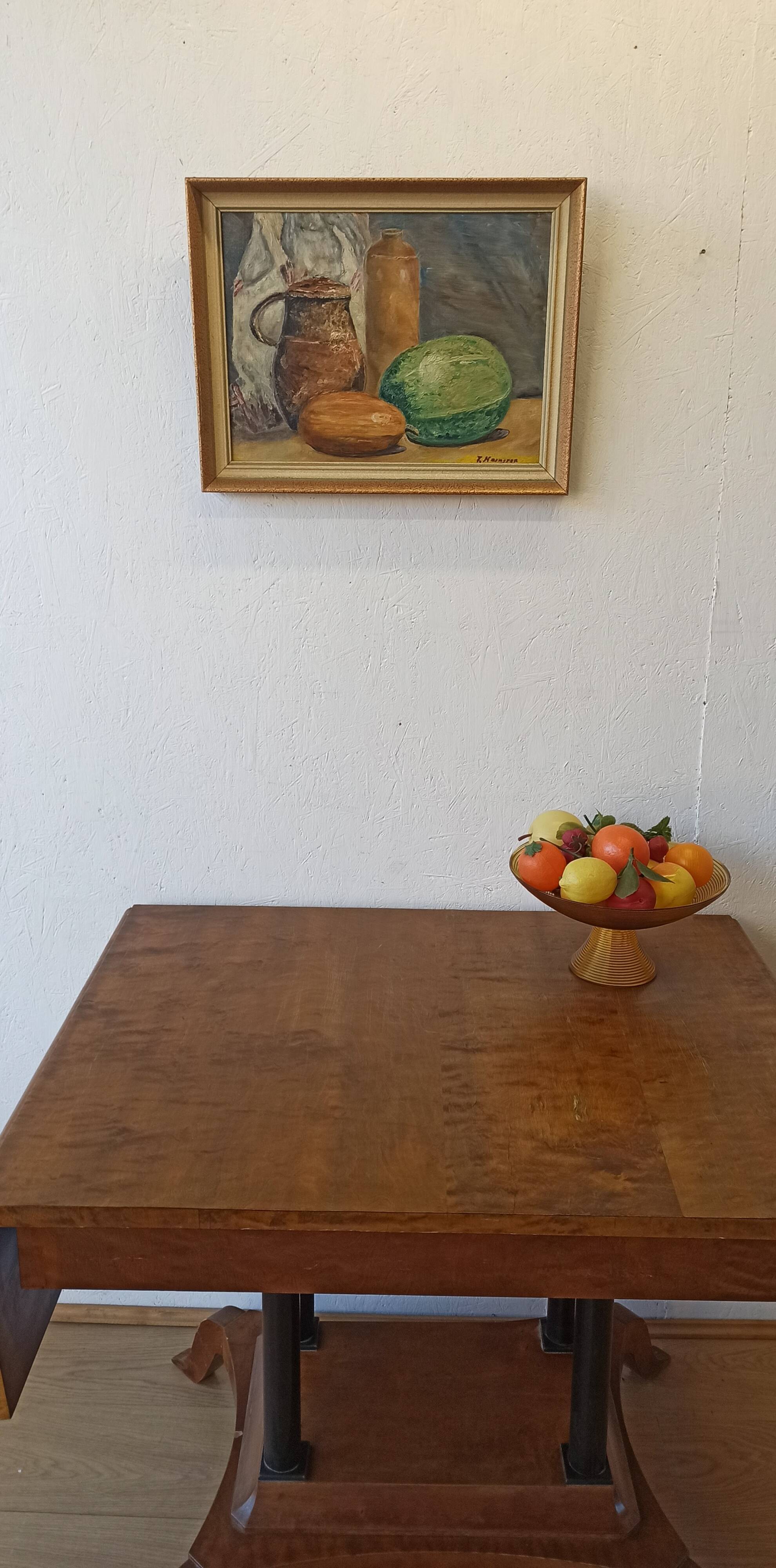 Vintage oil painting on plate "Still life".
