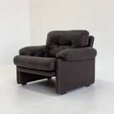 Fauteuil Coronado vintage B&B Italia en cuir marron foncé