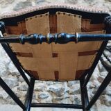 Pair of antique Napoleon III chairs in blackened wood and fabric
