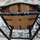 Pair of antique Napoleon III chairs in blackened wood and fabric.