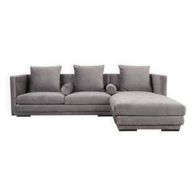 Canapé d'angle en velours argenté, design scandinave, années 00