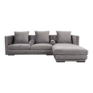 Canapé d'angle en velours argenté, design scandinave, années 00