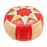 Camel red fes pouf leather 41x41x21