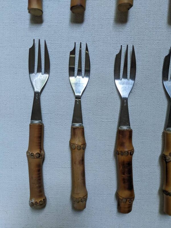 Ensemble de 12 couteaux à dessert manches en bambou décoration bohème