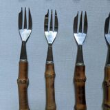 Set of 12 dessert knives with bamboo handles, bohemian decoration