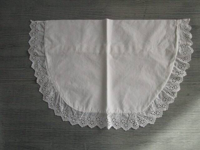 Antique embroidered crescent-shaped cradle pillowcase